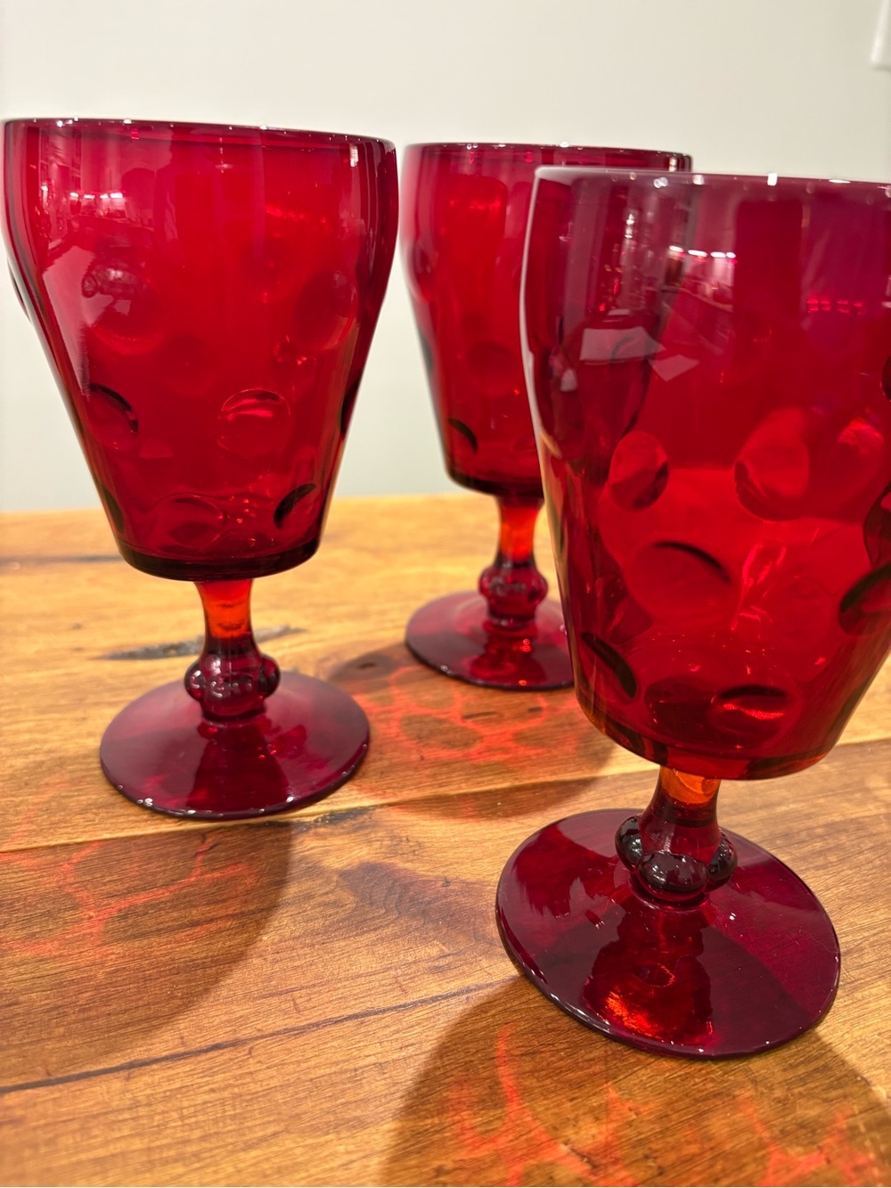 Popeye & Olive Ruby by Paden City Goblet Glassware - Set of 3